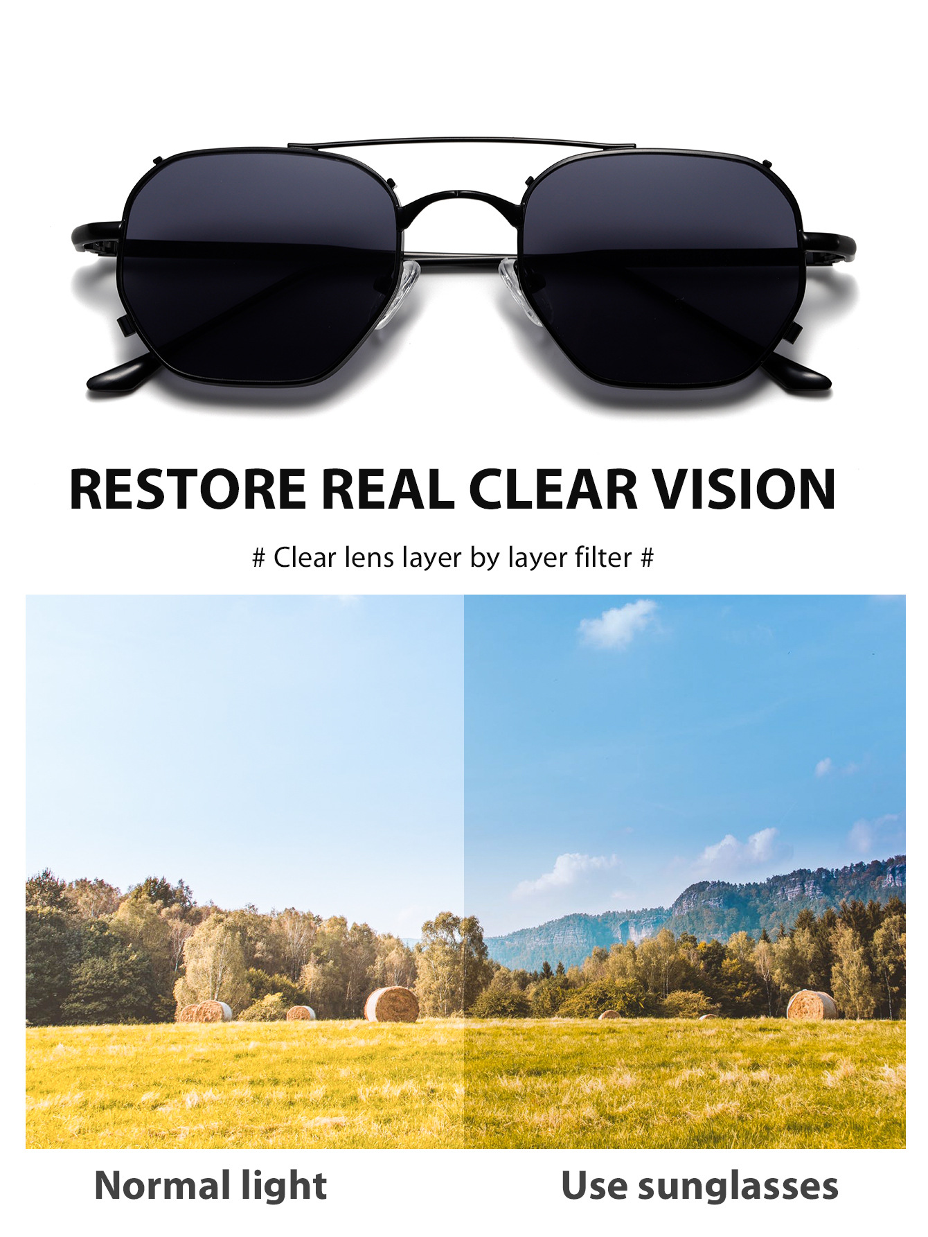 Vintage Geometric Aviator Sunglasses - Image 3