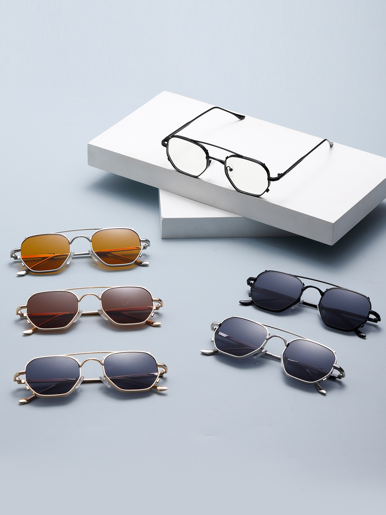 Vintage Geometric Aviator Sunglasses